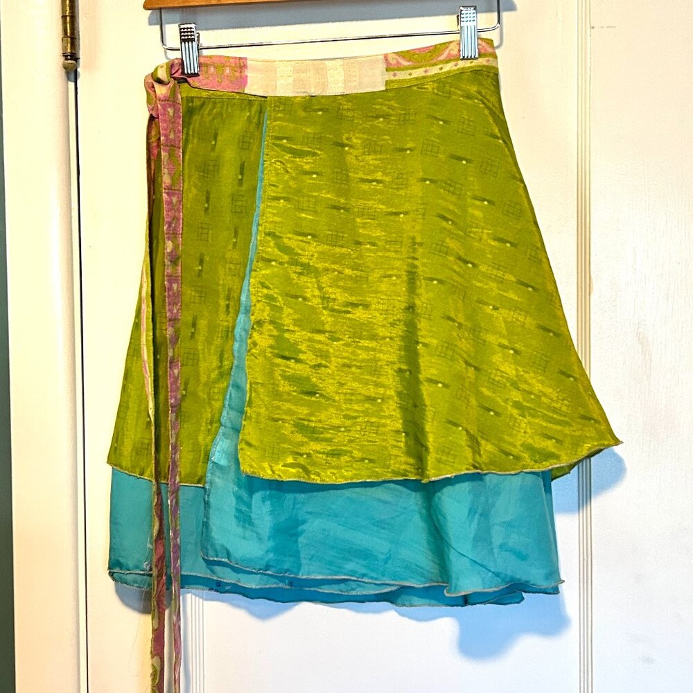 Sari Reversible Wrap Skirt Mini-Length Size 2-12